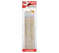 Pébéo 950350 Pochette de 8 Pinceaux Manche Longue Polyamide/Soies Beau Doré/Blanc