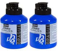 PEBEO - Acrylique Fine Studio Acrylics - Peinture Acrylique Bleu - Bleu Cobalt Opaque Imitation - 500 ml (Lot de 2)