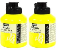 PEBEO - Acrylique Fine Studio Acrylics - Peinture Acrylique Jaune - Jaune Fluorescent - 500 ml (Lot de 2)