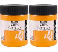 PEBEO - Acrylique Fine Studio Acrylics - Peinture Acrylique Orange - Orange Fluorescent - 500 ml (Lot de 2)