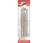 Pebeo Artist - Lot de pinceaux - 4 parties - rond, plat - taille : 16, 20, 24 Beige G