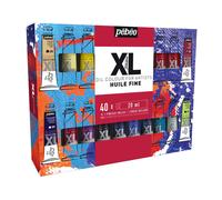 Pébéo Boîte 40 Tubes Peinture Huile Fine Xl 20 Ml Assortis Et Pinceau