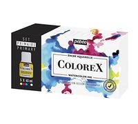 Pébéo Boîte 5 Flacons 45 ML Assortis-Kit de Dessin Manga & Illustration L’Essentiel Colorex Encre Aquarelle Couleurs, Jaune Primaire, Cyan, Magenta, Noir D'Ivoire, Blanc, 5 x 45 ml, Set de 225 Pièces
