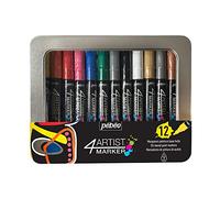 Pã©Bã©O - Coffret Mã©Tal Marqueurs Peinture Ã L'huile - 4artist Marker - 12 Marqueurs Pointe 4mm - Multicolore