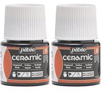 PEBEO - Ceramic - Couleur Opaque pour Terre Cuite, Céramique et Faïence - Effet Brillant - Finition Laquée - Flacon 45 ml, Noir (Lot de 2)