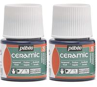PEBEO - Ceramic - Couleur Opaque pour Terre Cuite, Céramique et Faïence - Effet Brillant - Finition Laquée - Flacon 45 ml, Emeraude 025-026 (Lot de 2)