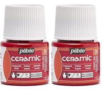 PEBEO - Ceramic - Couleur Opaque pour Terre Cuite, Céramique et Faïence - Effet Brillant - Finition Laquée - Flacon 45 rouge, Rouge Cerise (Lot de 2)