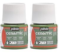 PEBEO - Ceramic - Couleur Opaque pour Terre Cuite, Céramique et Faïence - Effet Brillant - Finition Laquée - Flacon 45 ml, Vert (Lot de 2)