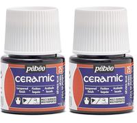 PEBEO - Ceramic - Couleur Opaque pour Terre Cuite, Céramique et Faïence - Effet Brillant - Finition Laquée - Flacon 45 ml, Sevres 025-025 (Lot de 2)