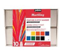 Pébéo Coffret Collection Peinture À Effet Marbré - 10 Flacons Bouchon Pipette De 45 Ml