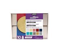 Pébéo Coffret Exploration Effet martelé Kit Peinture sur Porcelaine, Perle Sable Corail Carmin Bleu métal Turquoise Émeraude Voile de fumée Or Argent, Ensemble de 16 pièces, Set de 450