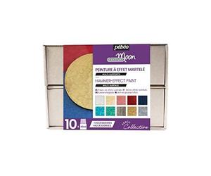 Pébéo Coffret Exploration Effet martelé Kit Peinture sur Porcelaine, Perle Sable Corail Carmin Bleu métal Turquoise Émeraude Voile de fumée Or Argent, Ensemble de 16 pièces, Set de 450