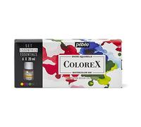 Pébéo - Colorex Boîte 6 Flacons 20 ml Assortis - Kit de Dessin Manga & Illustration Colorex- Encre Aquarelle - Jaune clair, Rouge turc, Bleu outremer, Vert printemps, Sépia, Noir d'ivoire, 6 x 20 ml