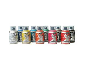 Pébéo - decoSpray - Peinture Acrylique en Spray - Pour la Décoration Multi Supports en Intérieur et Extérieur - Base Eau, Faible Odeur - 100 ml - Assortiment de 10 Sprays