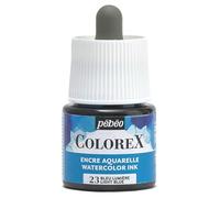 Pébéo - Encre Colorex 45 ML Bleu Lumière - Colorex Encre Aquarelle Pébéo - Encre bleu Rendu Velouté - Encre Dessin Multi-outil Tous Supports - 45 ML - Bleu Lumière