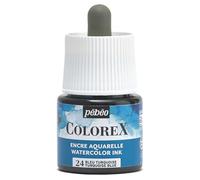 Pébéo - Encre Colorex 45 ML Bleu Turquoise - Colorex Encre Aquarelle Pébéo - Encre bleu Rendu Velouté - Encre Dessin Multi-outil Tous Supports - 45 ML - Bleu Turquoise