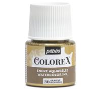 Pébéo - Encre Colorex 45 ML Or Riche - Colorex Encre Aquarelle Pébéo - Encre dorée Rendu Velouté - Encre Dessin Multi-outil Tous Supports - 45 ML - Or riche