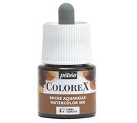 Pébéo - Encre Colorex 45 ML Tabac - Colorex Encre Aquarelle Pébéo - Encre marron Rendu Velouté - Encre Dessin Multi-outil Tous Supports - 45 ML - Tabac