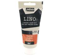 Pébéo Encre Linogravure ORANGE 80 ml - Encre Lino à l’Eau Ultra Pigmentée et Opaque, Impression sur Linoléum et Papier, Nettoyage Facile