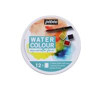 Pebeo - Ensemble de peinture - aquarelle - 12 couleurs - couleurs assorties - satin - fine - demi-plateau