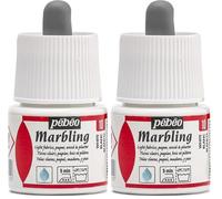 PEBEO - Flacon Marbling 45ml Blanc - Peinture à Effet Marbré Peinture Blanche Finition Brillante - Marbling sur Supports Clairs et Poreux - 45ml - Blanc (Lot de 2)