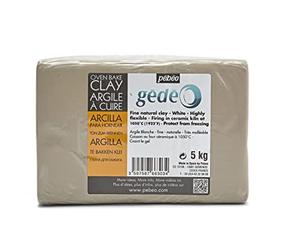 Pébéo - Gédéo Argile à Cuire Blanche, Pain 5 KG - Terre Glaise Poterie, Modelage du Corps Humain, Sculpture Terre - Blanc Cassé
