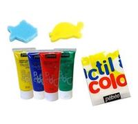 Pébéo Kit gouache de peinture aux doigts Les animaux de la mer 4 tubes 20 ml Assorties