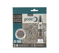 Pébéo Kit à dorer GÉDÉO – Mixtion 20 ml et 3 feuilles miroir – Finition argenté