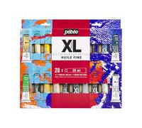 Pébéo Huile Fine XL - Coffret Peinture à l'Huile - 20 Tubes 20 ml + Pinceau - Idéal pour Artistes et Débutants