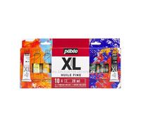 Pébéo Huile Fine XL - Kit Peinture à l'Huile - 10 Tubes 20 ml + Pinceau - Couleurs Assorties - Qualité Beaux-Arts