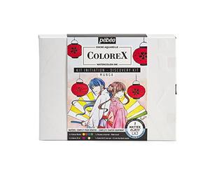 Pébéo - Kit Manga Colorex - Set de Dessin Manga & Illustration Colorex - Vidéo Tuto Manga Inclus - Guide d'Apprentissage Manga pour Passionné et Débutant - Encre et Stylo Rechargeable Aquarelle