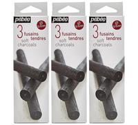 Pébéo Lot De 3 Boîtes De 3 Fusains Tendres Noir 13-15mm