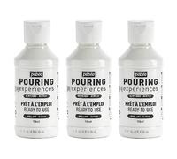 PÉBÉO Lot de 3 Peintures Acrylique POURING Expérience Prête à l'emploi 118ml BLANC DE TITANE
