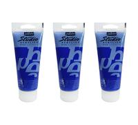 Pébéo Lot De 3 Peintures Studio Acrylique Tube Bleu Outremer Clair 100 Ml