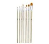 8 pinceaux - Plat - Rond - Acrylique et huile - Fibres synthétiques - Manche lon