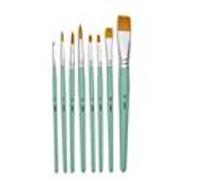 Pebeo - Lot de pinceaux - 8 parties - plat - taille : 0, 4, 6, 8, 2, 10, 18 Or G