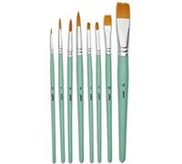 Pebeo - Lot de pinceaux - 8 parties - plat - taille : 0, 4, 6, 8, 2, 10, 18 Or G