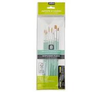 Pébéo Set de 8 pinceaux acrylique polyamide dorés – Assortiment