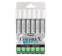 Pébéo - Marqueur Vide Rechargeable Colorex - Compatible 56 Couleurs Pébéo - Pointe-Pinceau Polyvalent - Encre Dessin Multi-outil Tous Supports - Set 6 Marqueurs Vides