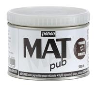 Pébéo - Mat Pub - Peinture Acrylique Extra Fine et Extra Mate - Ombre brûlée -500ml