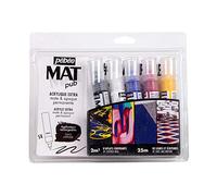 Pébéo - Mat Pub - Set 5 Applicateurs Rechargeables de 30 ml - Peinture Acrylique Extra Fine - Permanente, Mate/Opaque - Résistante, Convient en Extérieur - Jaune + Rouge + Bleu + Blanc + Noir 255181