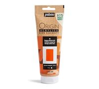 Pébéo - Origin Acrylics 120 ml - Peinture Acrylique Éco-Conçue - Haute Viscosité - Finition Mate - Liant 100% Recyclé - 96% de Matières Premières d’Origine Européenne - Orange Cadmium Imitation