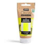 Pebeo - Origin Acrylics 60 ml - Peinture Acrylique Éco-Conçue - Haute Viscosité - Finition Fluorescent - Liant 100% Recyclé - 96% de Matières Premières d’Origine Européenne - Jaune Fluorescent
