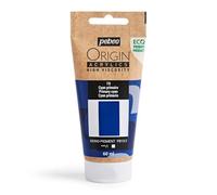 Pébéo - Origin Acrylics 60 ml - Peinture Acrylique Éco-Conçue - Haute Viscosité - Finition Mate - Liant 100% Recyclé - 96% de Matières Premières d’Origine Européenne - Cyan Primaire