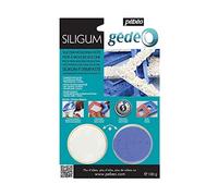 Pébéo - Pâte Siligum Spécial Création de Moule - Pâte à Mouler Silicone Petites Dimensions & Décors Plats - Silicone Pour Moulage Prise Très Rapide - 100 G - Bleu et Blanc