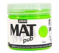 Pébéo Peinture acrylique Tapis Pub professionnel – Extra fine, extra mate – Vert fluorescent 140 ml