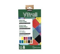 Pébéo Peinture pour vitrail 757421 – Base solvantée – 12 x 20 ml