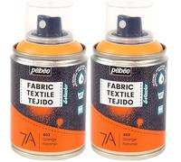 PEBEO - Peinture en Spray pour Textiles 7A Spray - Tissus Naturels et Synthétiques - Base Eau - Sans Solvant - Résistante au Lavage Machine - Peinture sur Tissu Couleur Orange, 100 ml (Lot de 2)