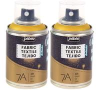 PEBEO - Peinture en Spray pour Textiles 7A Spray - Tissus Naturels et Synthétiques - Base Eau - Sans Solvant - Résistante au Lavage Machine - Peinture sur Tissu Couleur Or, 100 ml (Lot de 2)