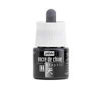 Pébéo - Peinture Encre de Chine Graphique - Flacon de 45 ml Noir Opaque - Bouchon Pipette